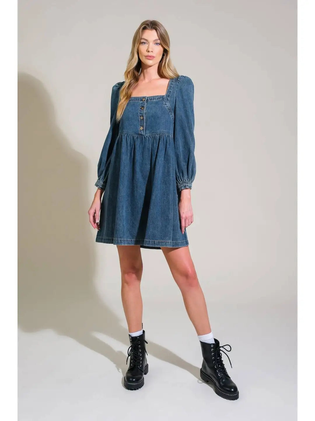 A Washed Denim Mini Dress