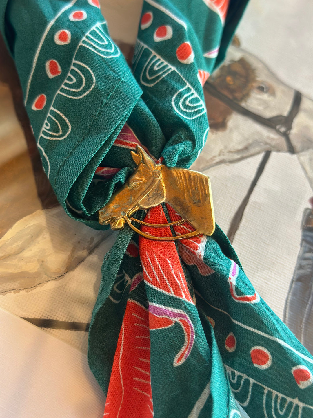 Vintage Horse Head Scarf Slide