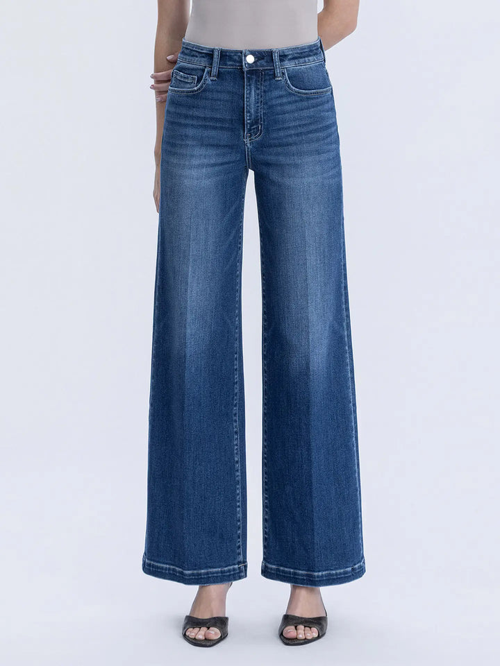 Super High Rise Crease Line Detail Wide Jeans