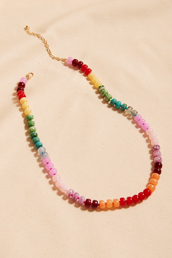 FLAT ROUND RESIN BEADS OMBRE MIXED NECKLACE