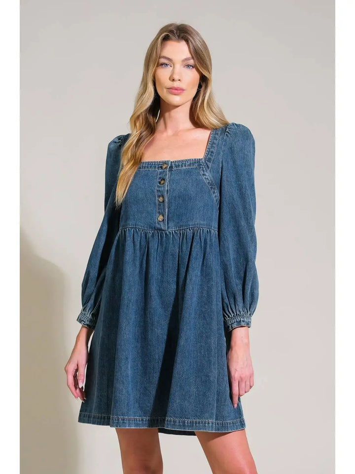 A Washed Denim Mini Dress