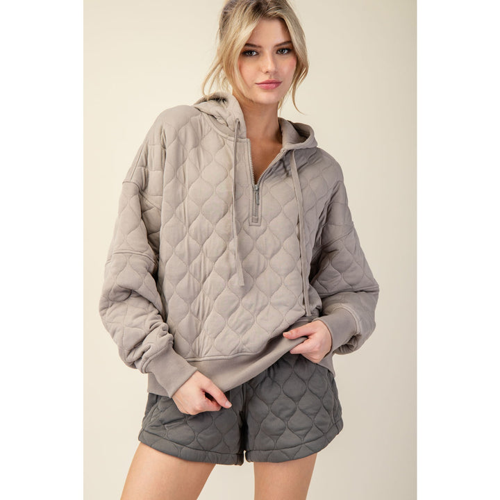 Quilted Quarter Zip Hoodie Jacket