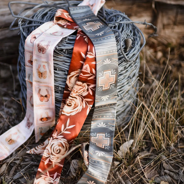 Blue Cross Geometric Western Twilly Scarf