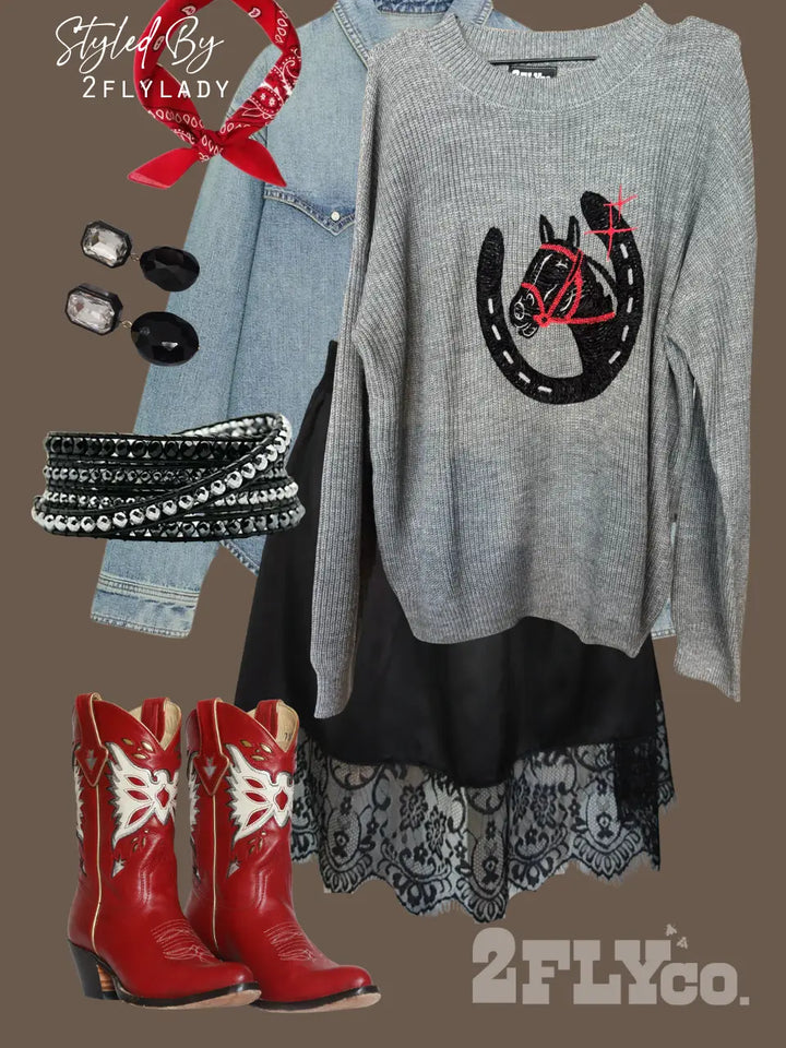 Vintage Luck *Grey Sweater