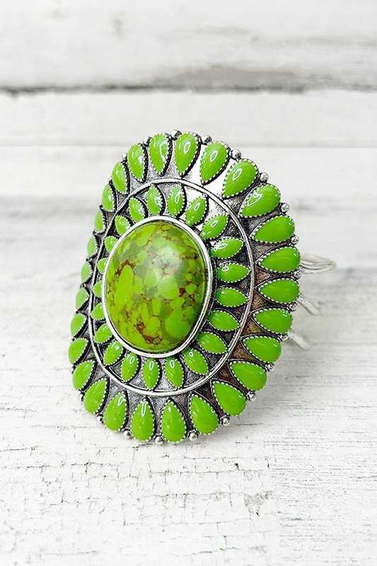 Green Oval Stone  Bangle