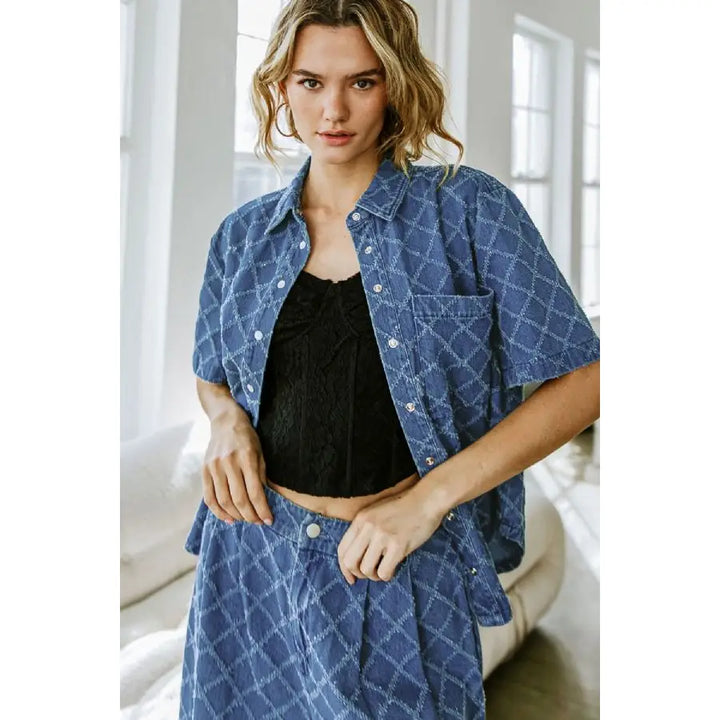 Textured Denim Top
