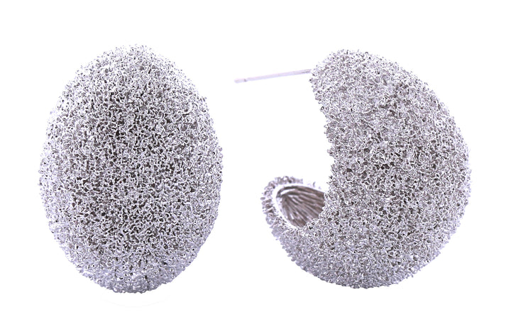 14k Grain Texture Crescent Post Earrings