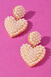 PEARL HEART DANGLE EARRINGS