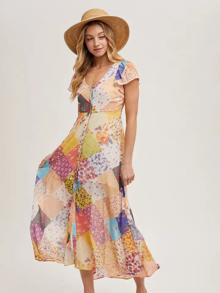 The Quilt Print Button Down Maxi