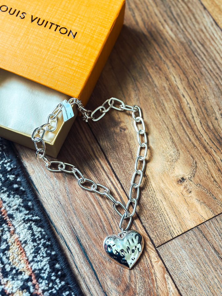 Hammered Heart Pendant Necklace