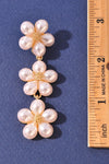 TRIPLE FLOWER PEARL BEAD DANGLE EARRINGS