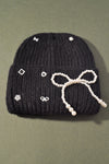 PEARL RIBBON BOW BEANIES