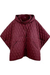 Quilted Padded Hoodie Poncho Cape