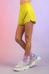 Lime Elasticized Waist Active Wear Shorts