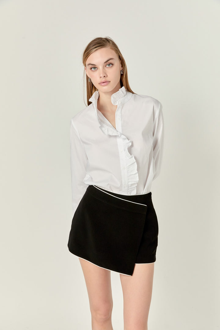 The White Ruffled Button Down