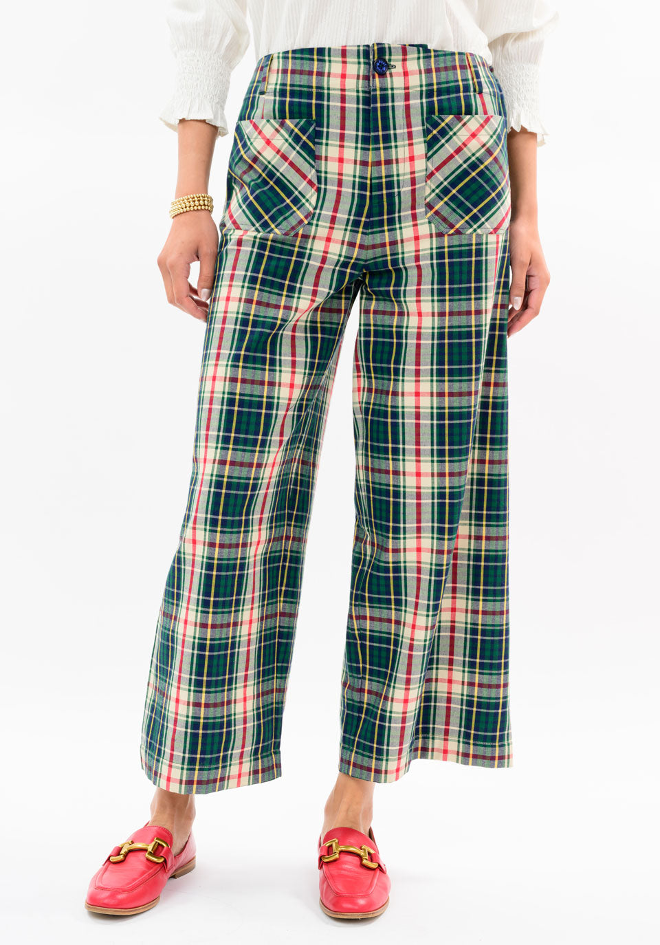 Plaid Patch Pocket Pants by Ivy Jane