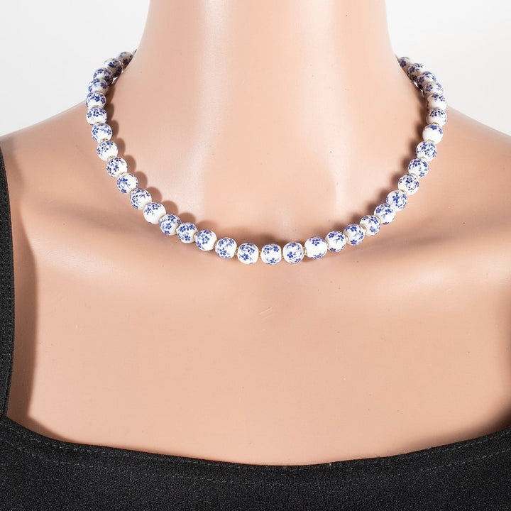 Floral Ceramic Beaded Chain Necklace