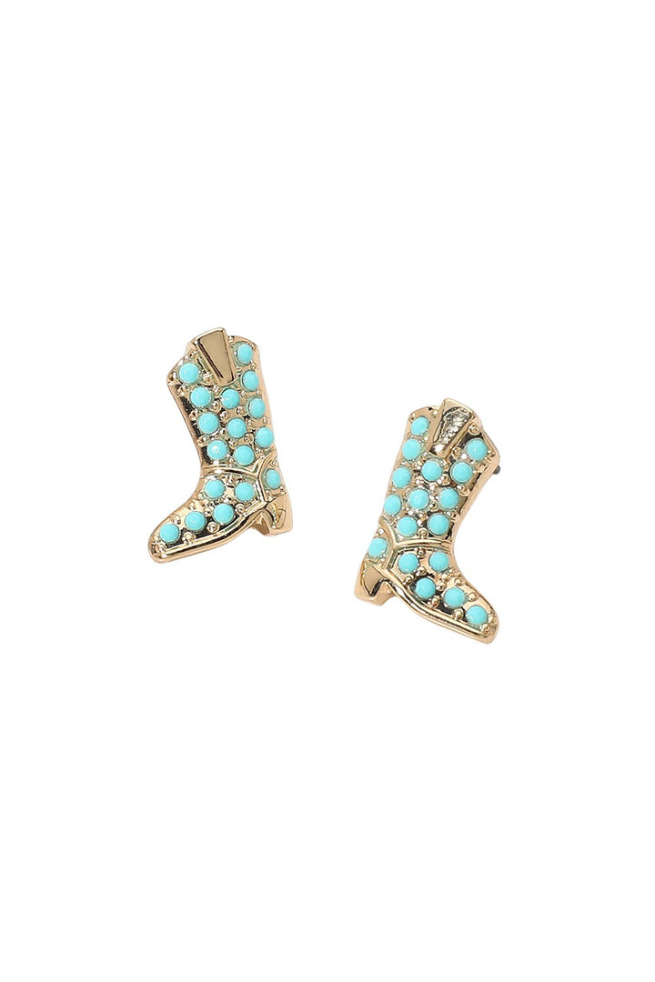 Stone Paved Cowboy Boot Earrings