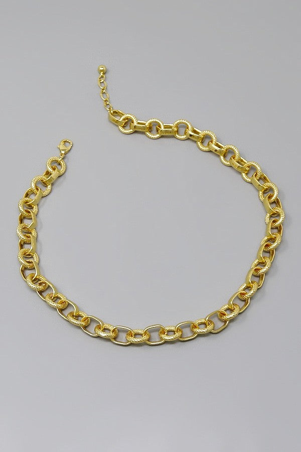 Textured Link Gold Dipped Chain Necklace