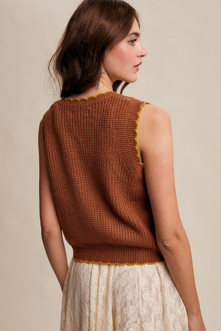 Bow-tie Floral Knit Vest