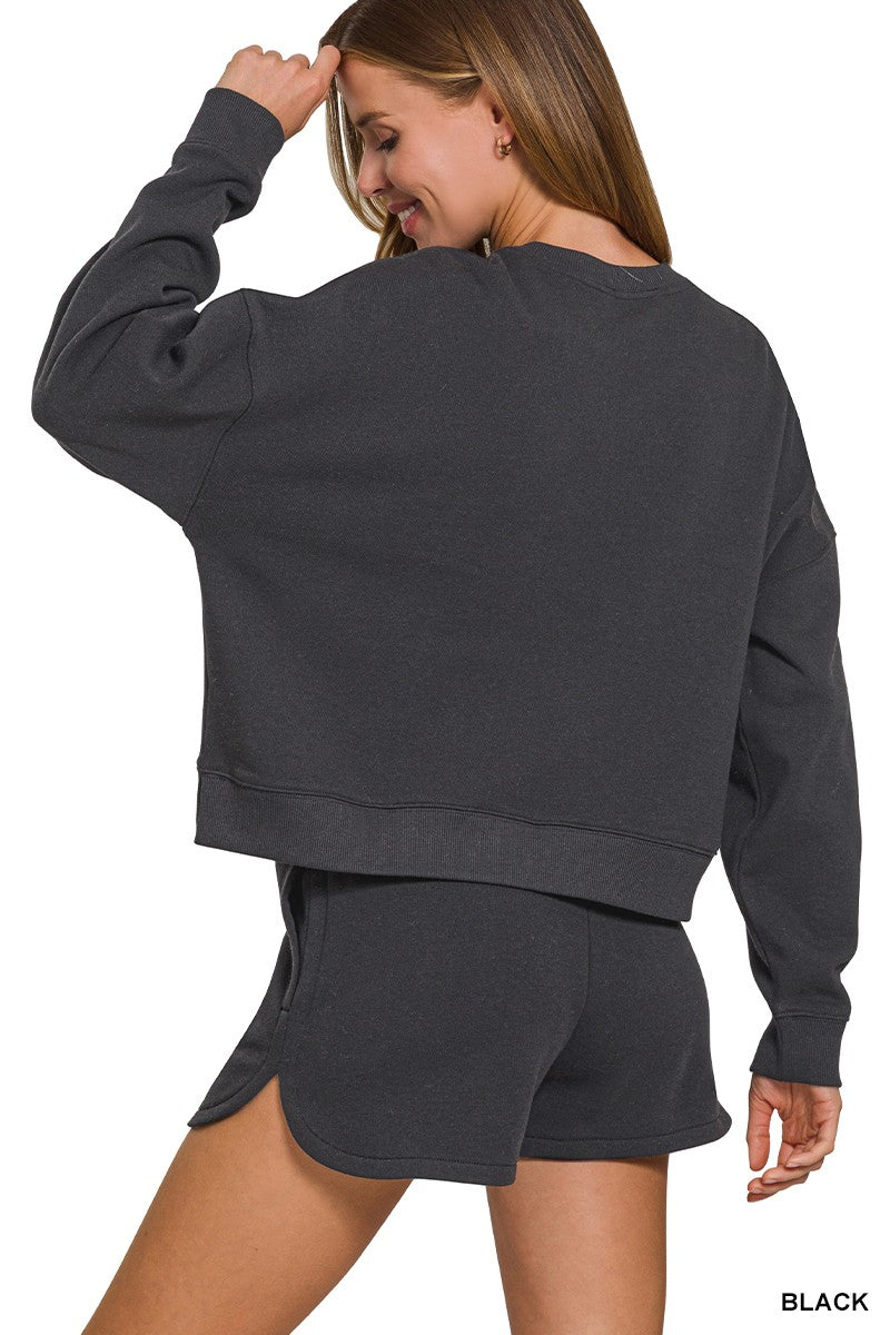 Fleece Long Sleeve Sweatshirts & Shorts Set
