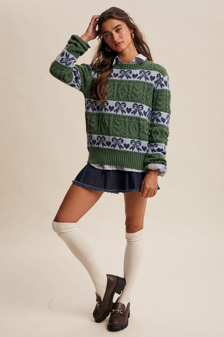 Bow & Heart Knit Pullover