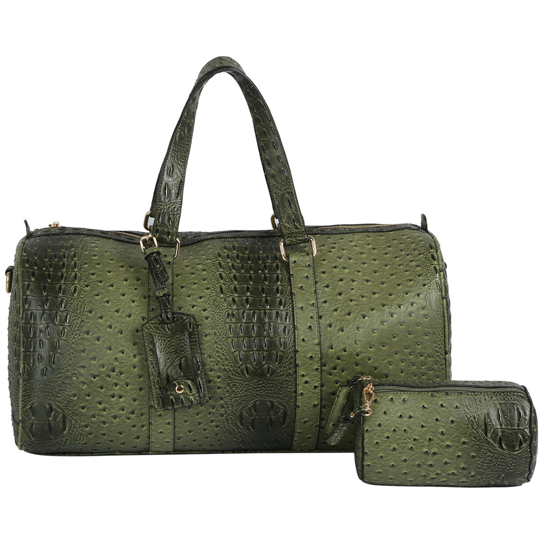 Ostrich Croc 2-in-1 Duffle & Makeup Pouch Set