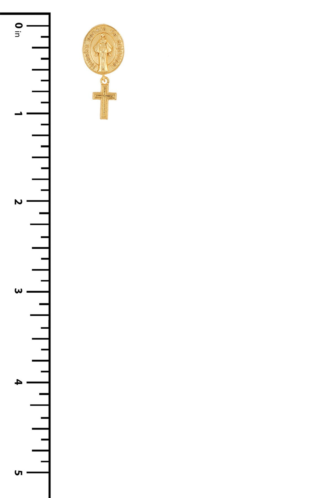 Religious Medallion Oval Saint Cross Charm Earring