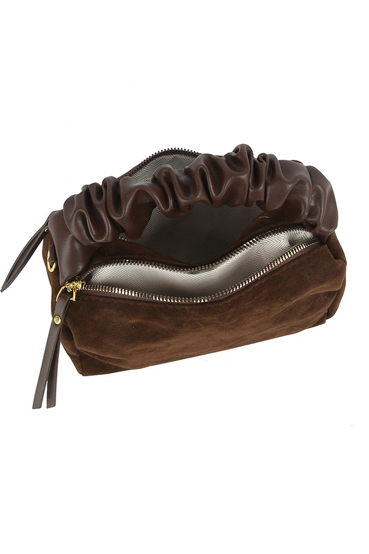 Modern Zipper Handle Satchel Bag