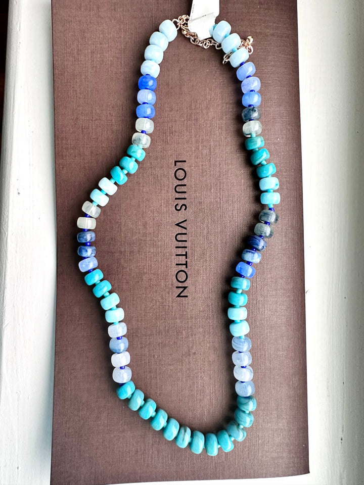 FLAT ROUND RESIN BEADS OMBRE MIXED NECKLACE