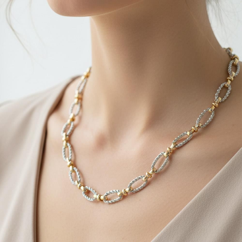 Two-Tone Oval Link Necklace