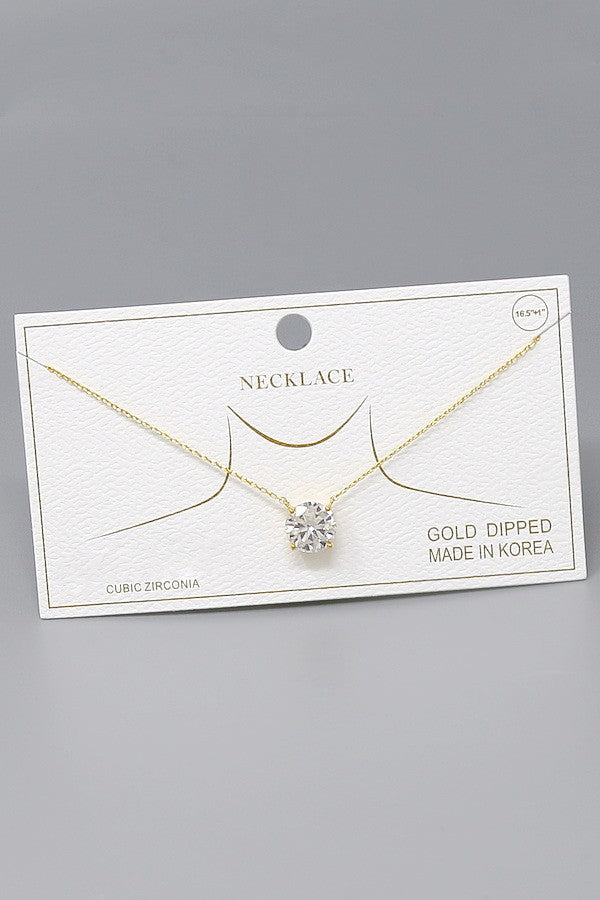 10 Mm Prong Set Cz Stone Pendant Necklace