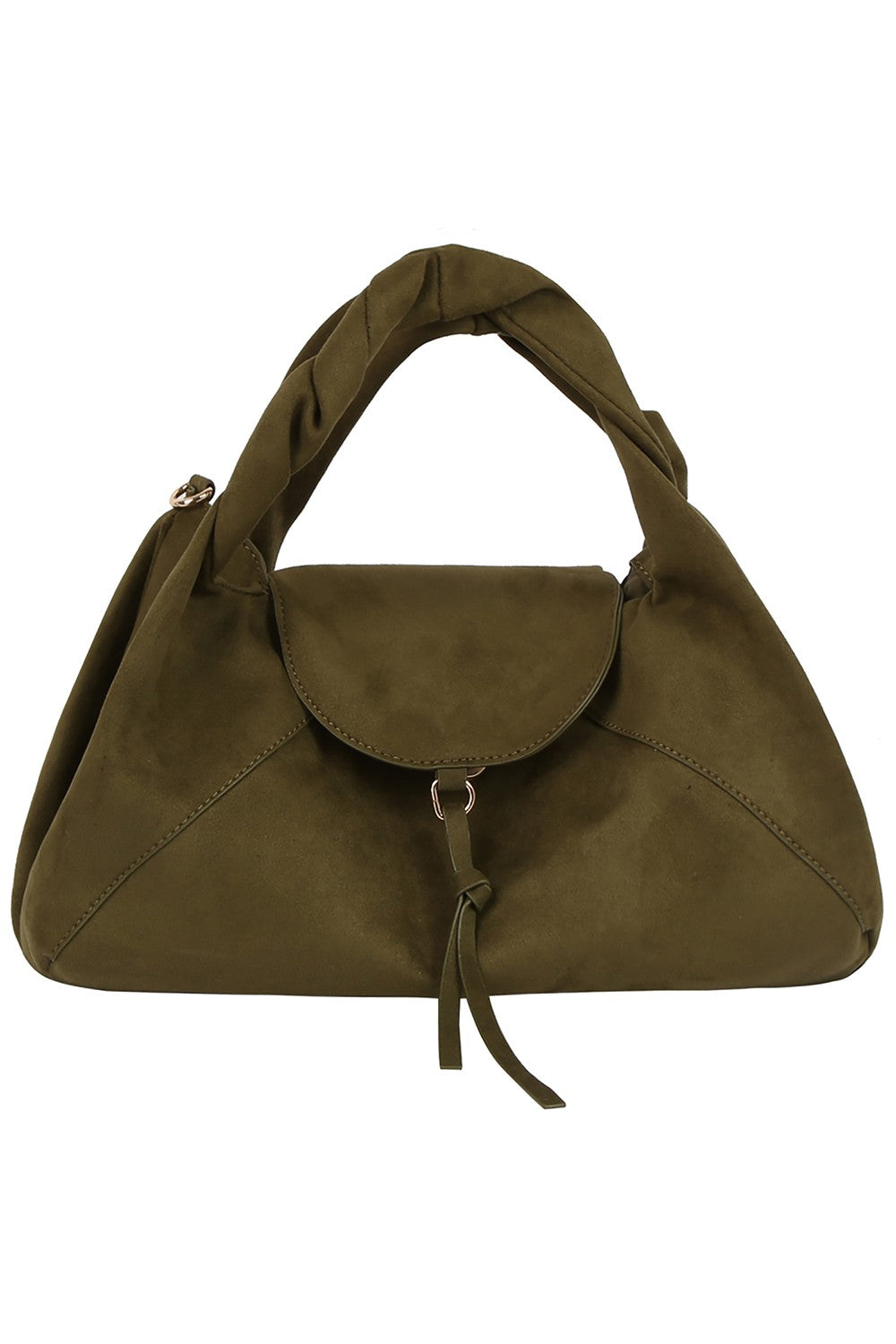 Faux Suede Flap Satchel