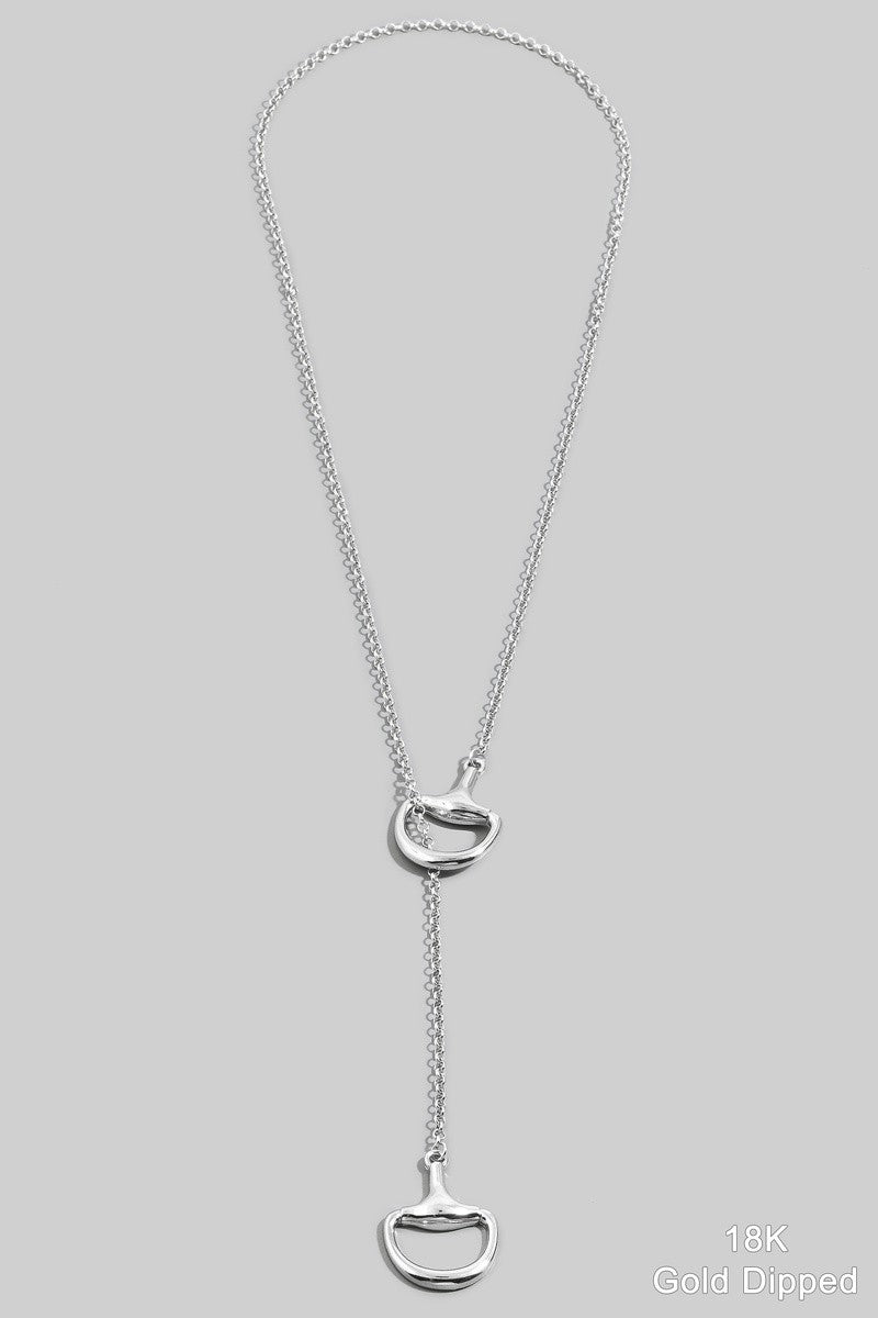 18k Gold Dipped Horse Bit Lariat Necklace