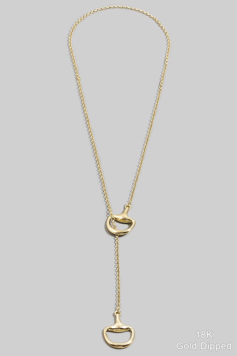 18k Gold Dipped Horse Bit Lariat Necklace