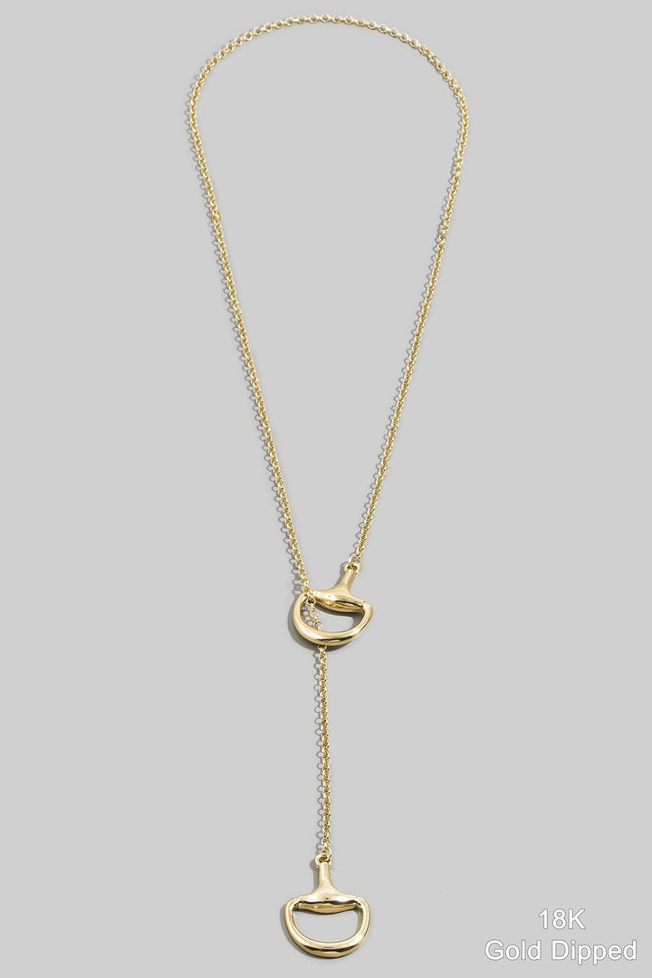 18k Gold Dipped Horse Bit Lariat Necklace