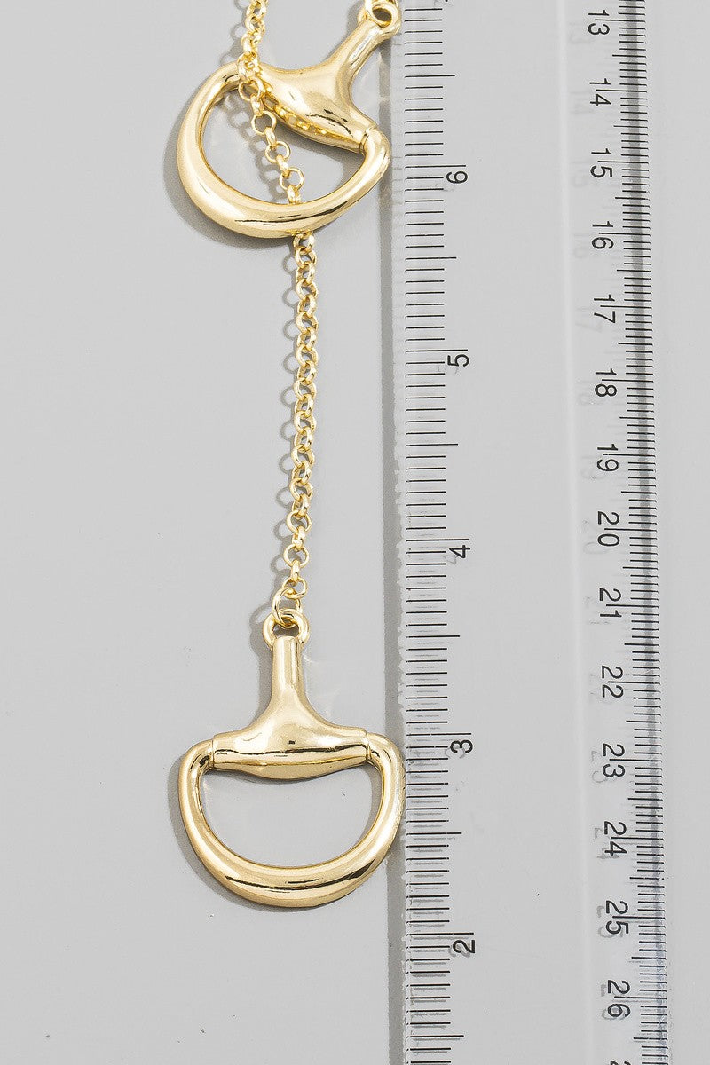 18k Gold Dipped Horse Bit Lariat Necklace