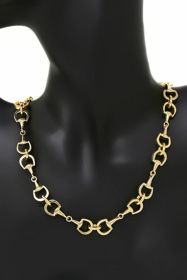 Horsebit Link Gold Dipped Short Necklace