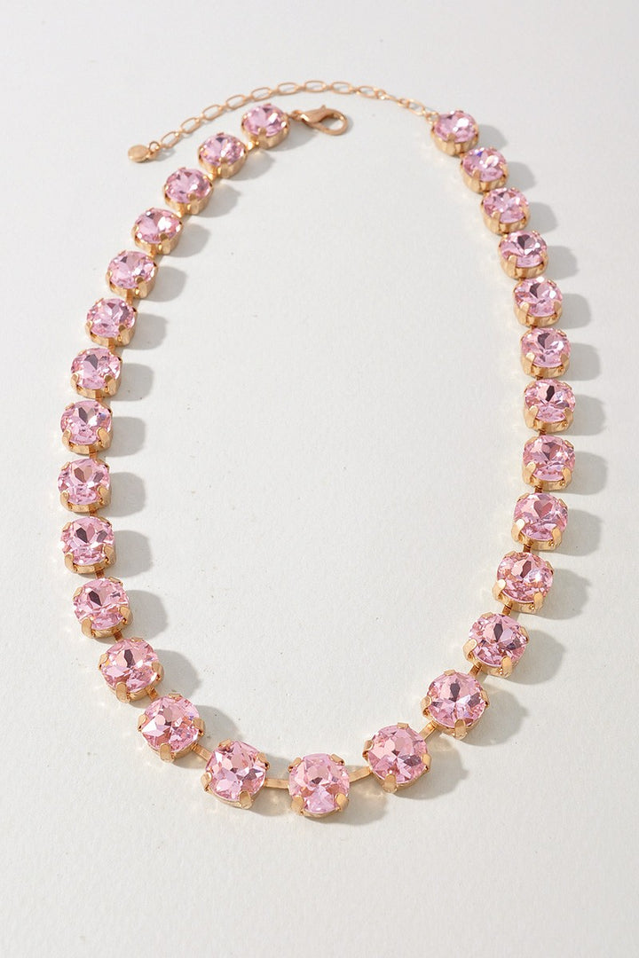 Pink Rhinestone Tennis Necklace