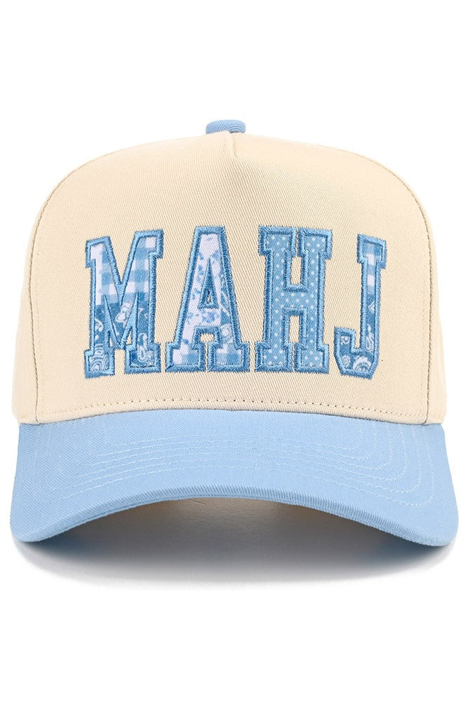 Mahj Embroidered Trucker Hat-Blue