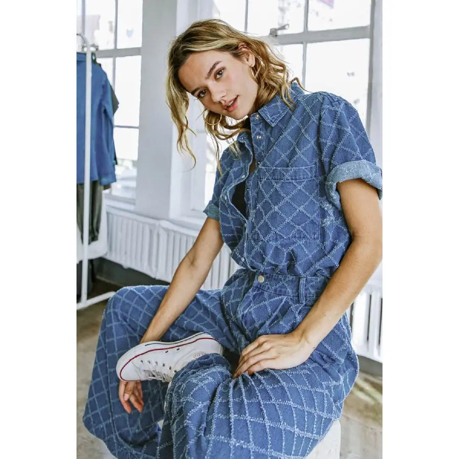 Textured Denim Top