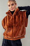 Faux Fur Texture Zip Up Vest