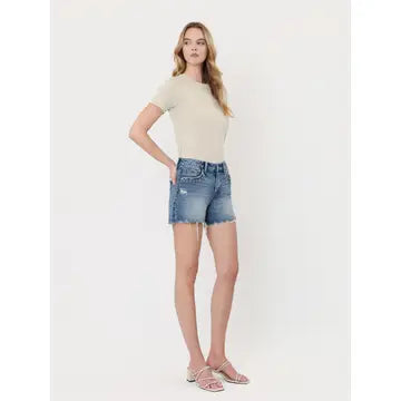 Mid Rise Studded Front Pocket A Line Shorts