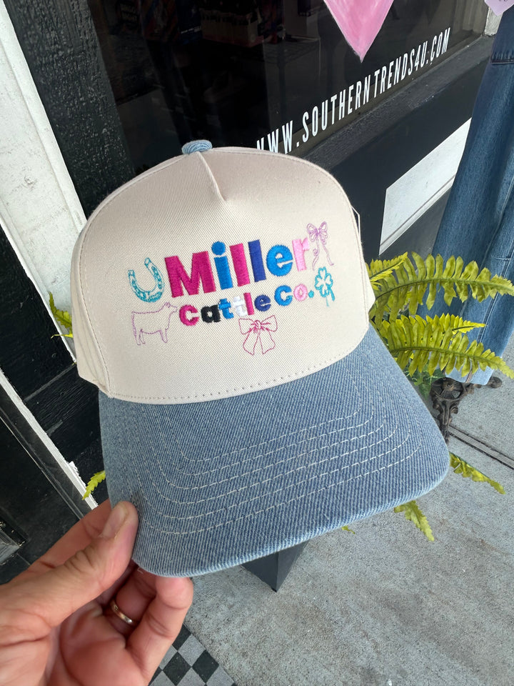 Colorful Embroidered Miller Cattle Co Hat