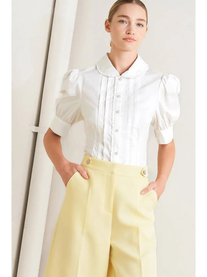 Ruffle Trimmed Collared Shirt