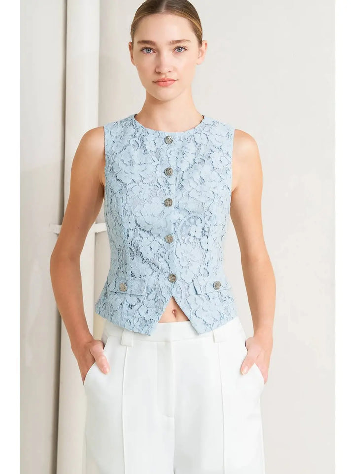 Periwinkle Lace Vest