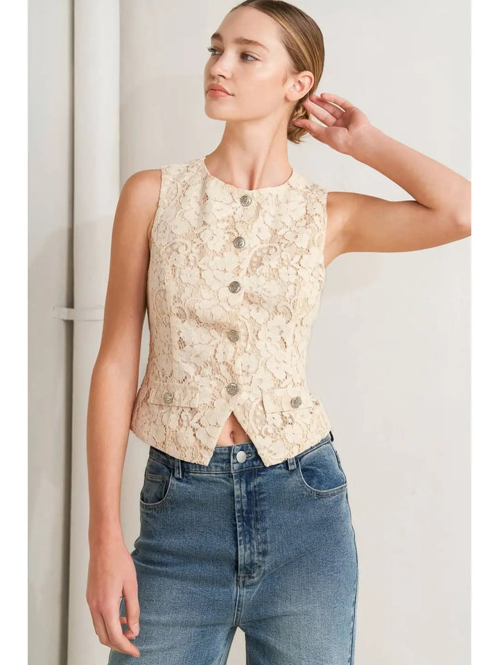 Beige Lace Vest