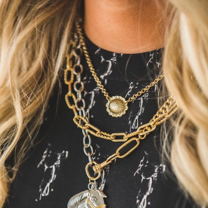 15" 18K Gold Plated Dainty Concho Necklace