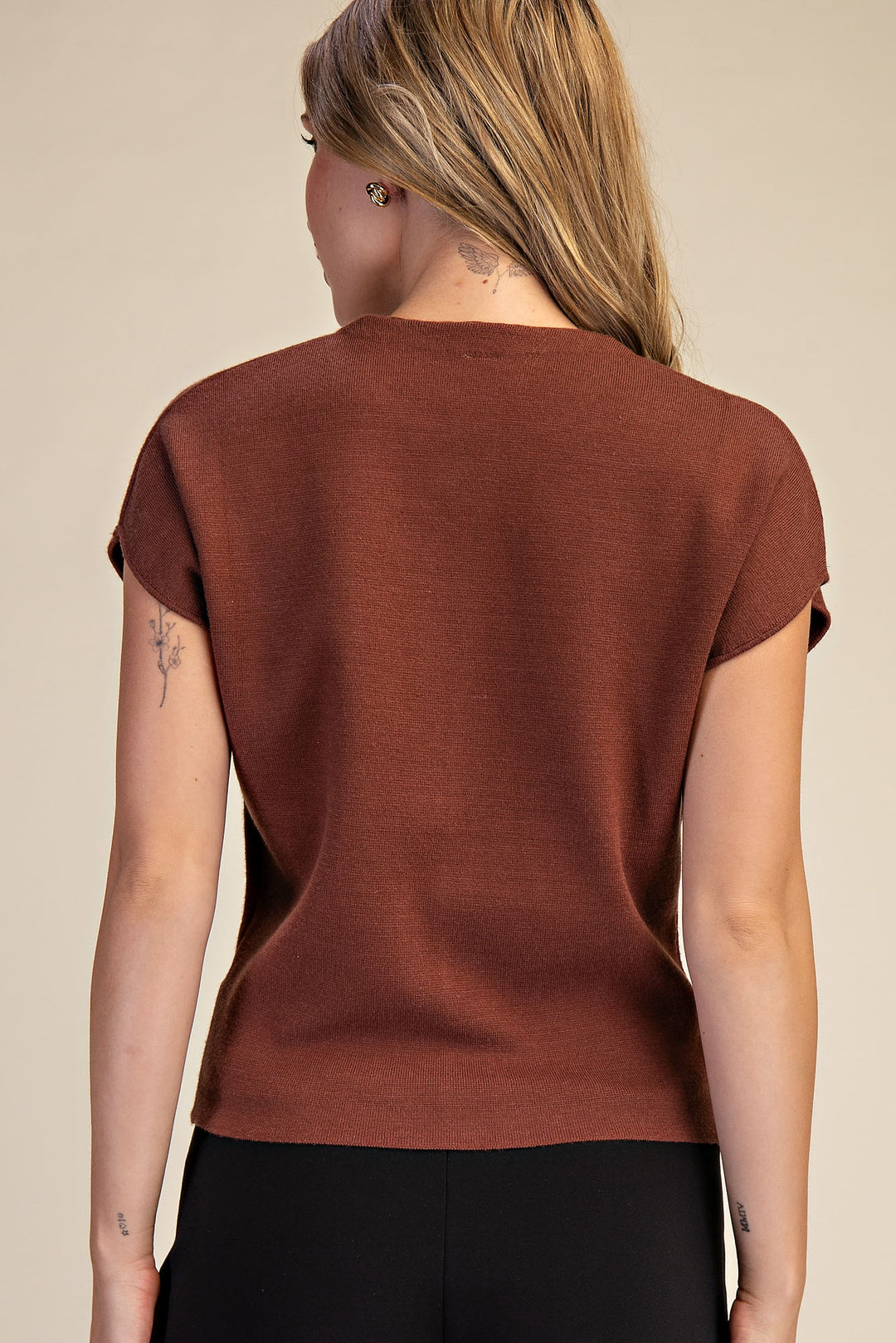 Dropped Shoulder Heart Button Detail Sweater