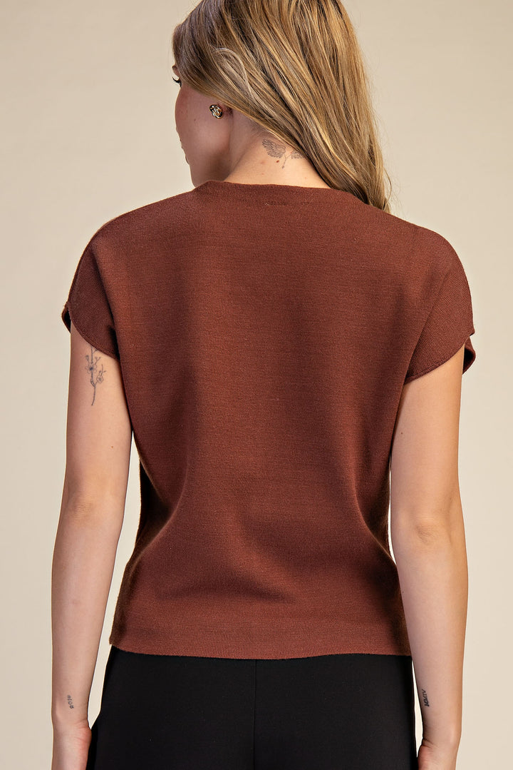 Dropped Shoulder Heart Button Detail Sweater